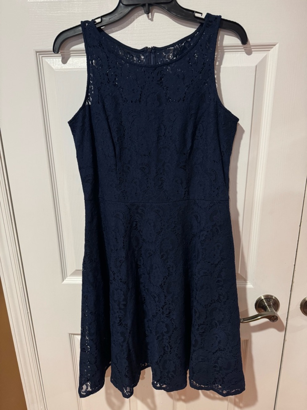 Nine West Navy Lace Fit-and-Flare Dress